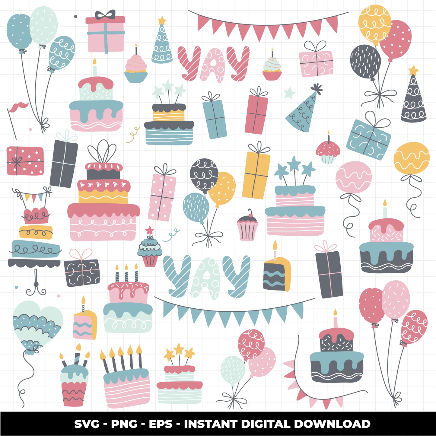 COD1148 Happy birthday svg, birthday clipart, cake svg, birthday vector, party svg