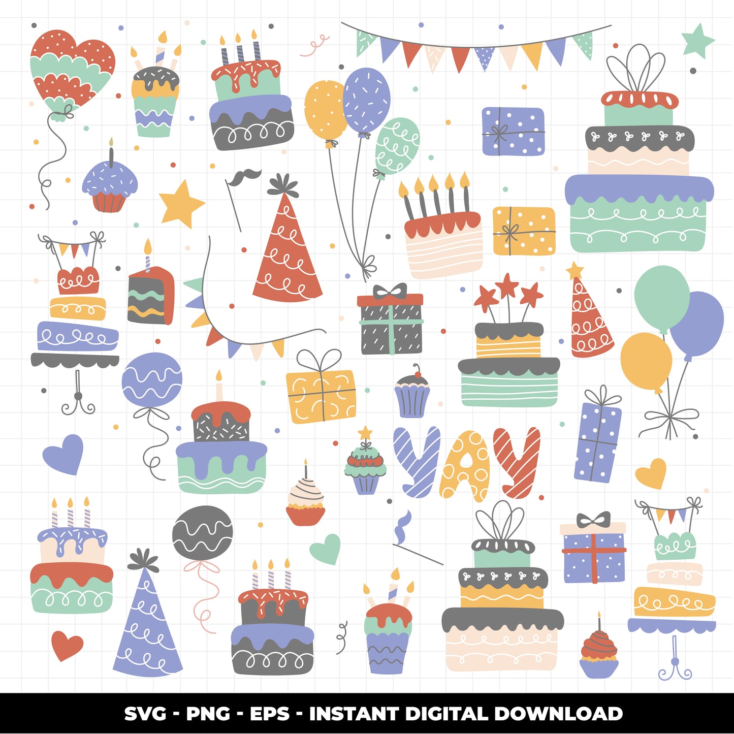 COD1149 Happy birthday svg, birthday clipart, cake svg, birthday vector, party svg