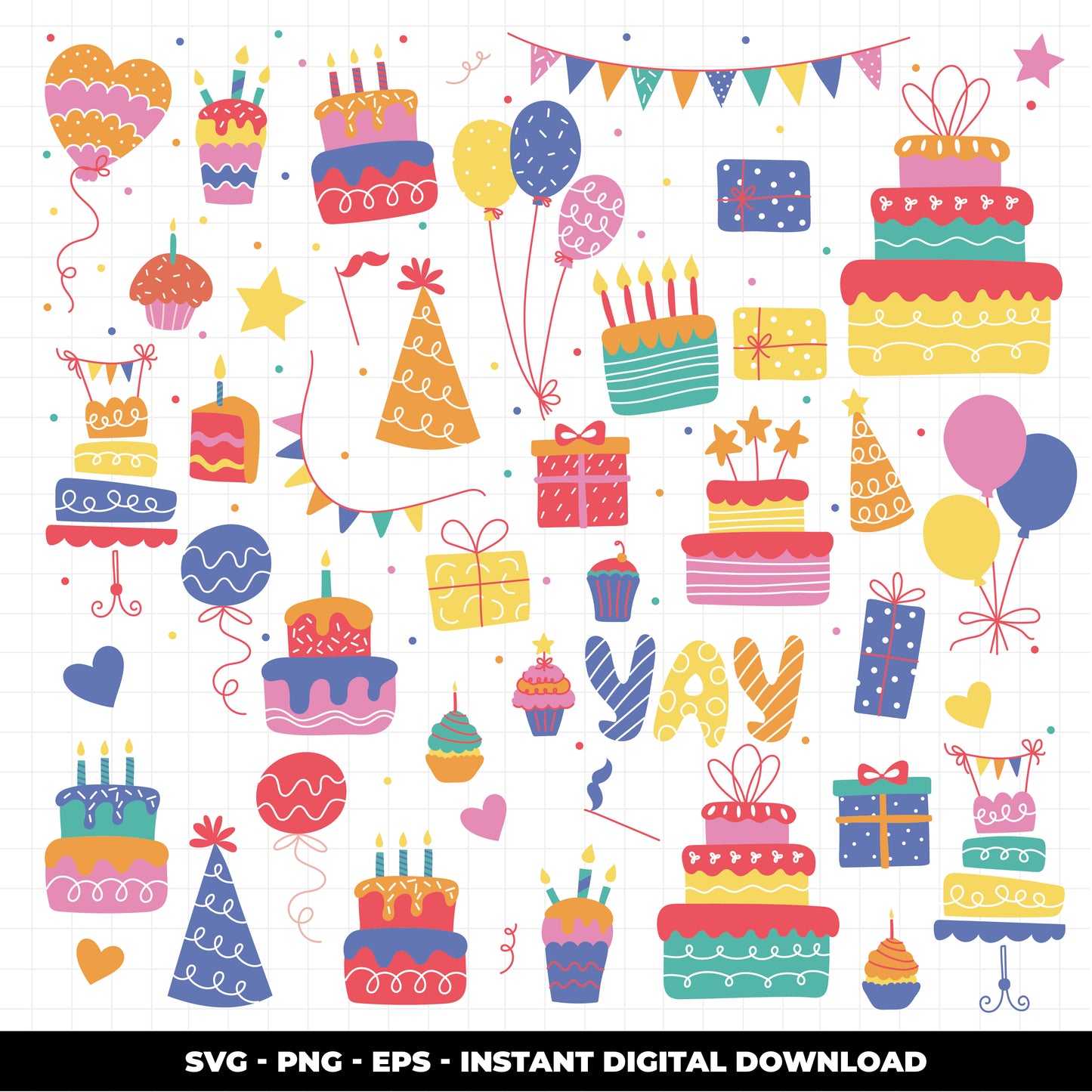 COD1150 Happy birthday svg, birthday clipart, cake svg, birthday vector, party svg