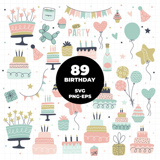 COD1153 Happy birthday svg, birthday clipart, cake svg, birthday vector, party svg