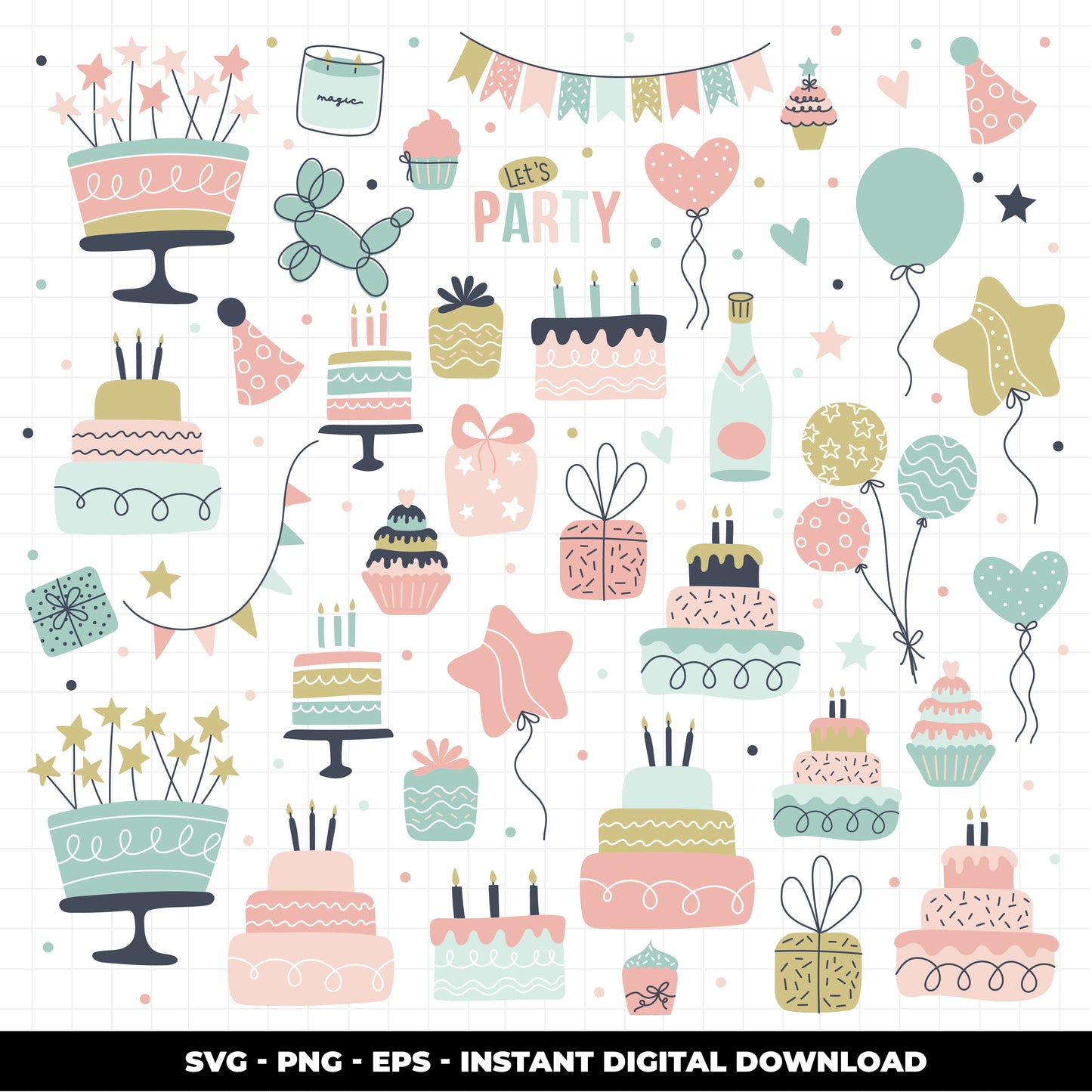 COD1153 Happy birthday svg, birthday clipart, cake svg, birthday vector, party svg