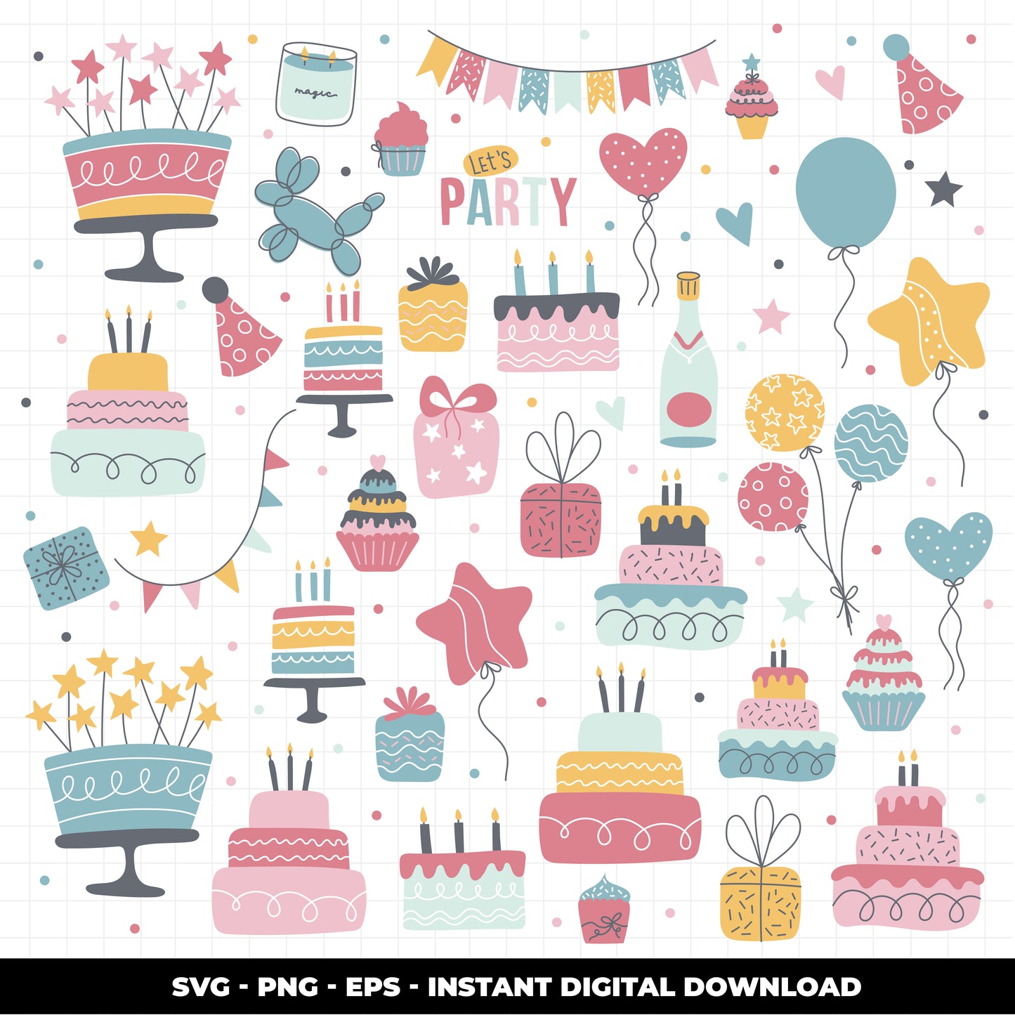 COD1154 Happy birthday svg, birthday clipart, cake svg, birthday vector, party svg