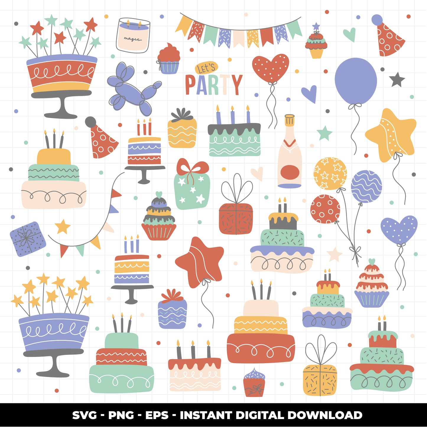 COD1155 Happy birthday svg, birthday clipart, cake svg, birthday vector, party svg
