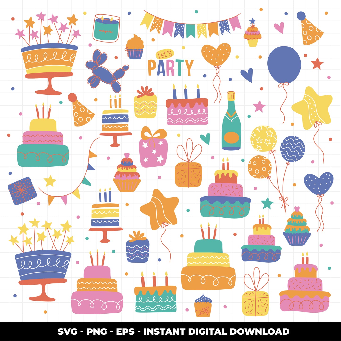 COD1156 Happy birthday svg, birthday clipart, cake svg, birthday vector, party svg