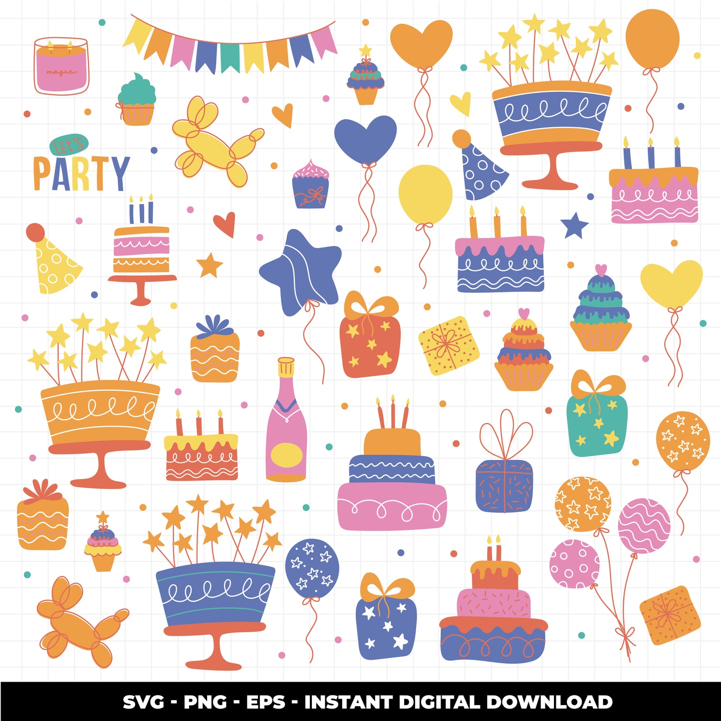 COD1156 Happy birthday svg, birthday clipart, cake svg, birthday vector, party svg