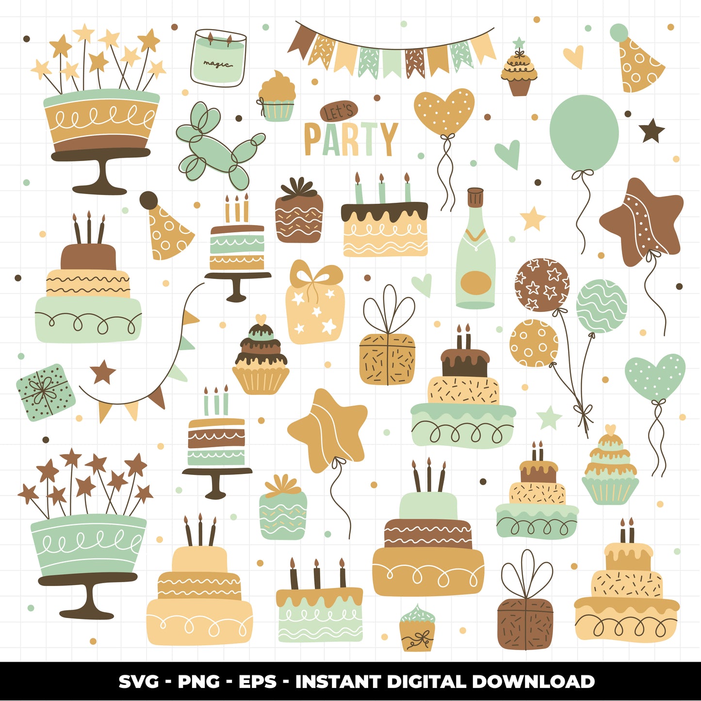COD1157 Happy birthday svg, birthday clipart, cake svg, birthday vector, party svg