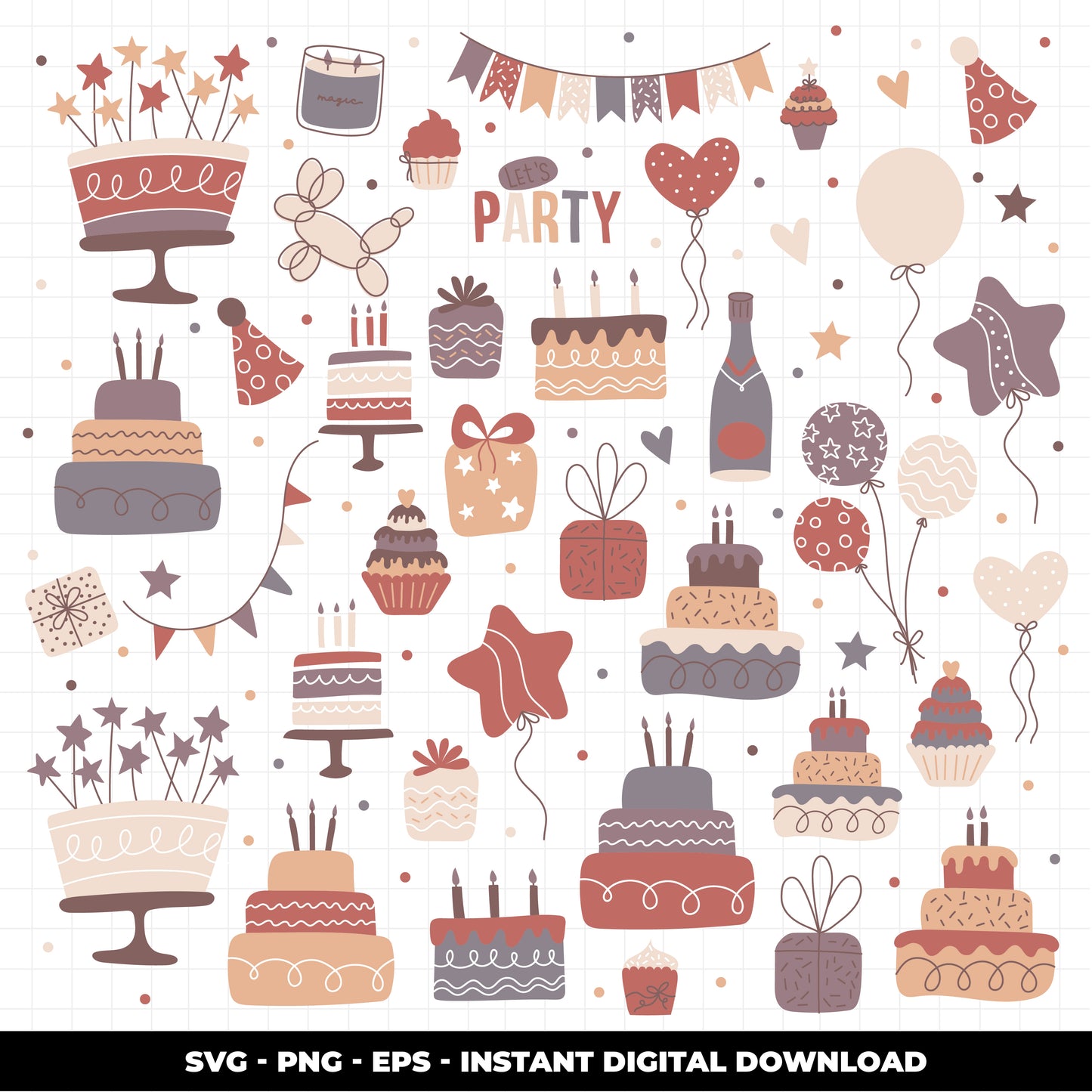 COD1158 Happy birthday svg, birthday clipart, cake svg, birthday vector, party svg