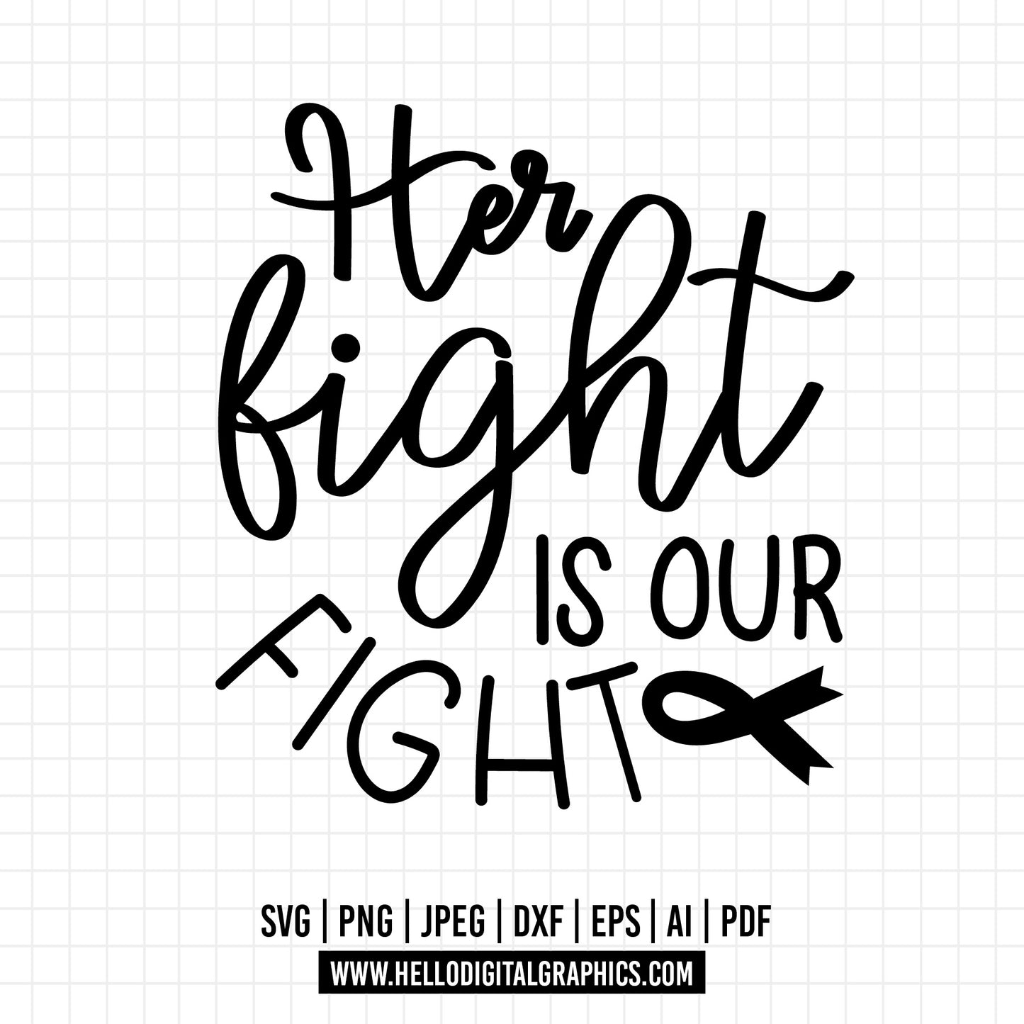 COD1161 Her fight is our fight svg, Breast Cancer Awareness Rainbow SVG, Cancer SVG, Rainbow svg, Cut Files for Cricut