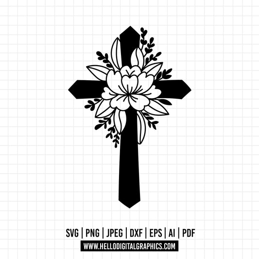 COD1170 Cross SVG, Religious SVG, Rosary Digital Cutting Files SVG, Cricut file, Silhouette, Vector