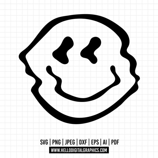 COD1171 Smiley Face Bundle, Melting Face Bundle, Svg Files for Cricut & Silhouette, Black Svg, Groovy Svg, Happy Face Svg, Emoji Svg Png