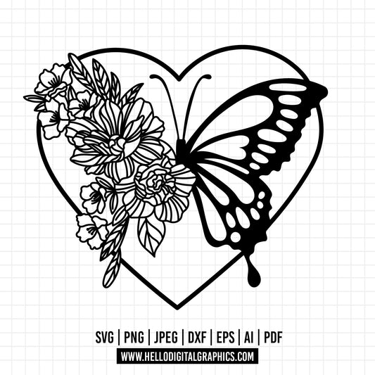 COD1181 Butterfly svg, butterfly with flowers clipart, Positivity svg, butterfly circuit