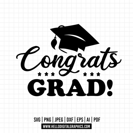 COD1183 Congrats Grad SVG, Graduation SVG, Mortarboard Cap svg, Senior Class of Graduates svg, Graduation Cap SVG