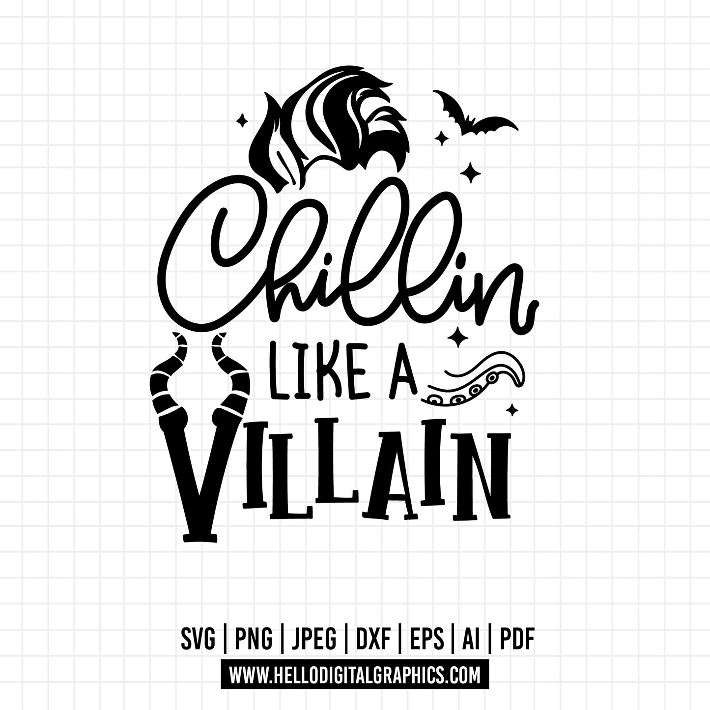 COD1192 Villains svg, Maleficent Cruella Ursula Evil Queen , disneyland ears , cut file silhouette outline, disney svg