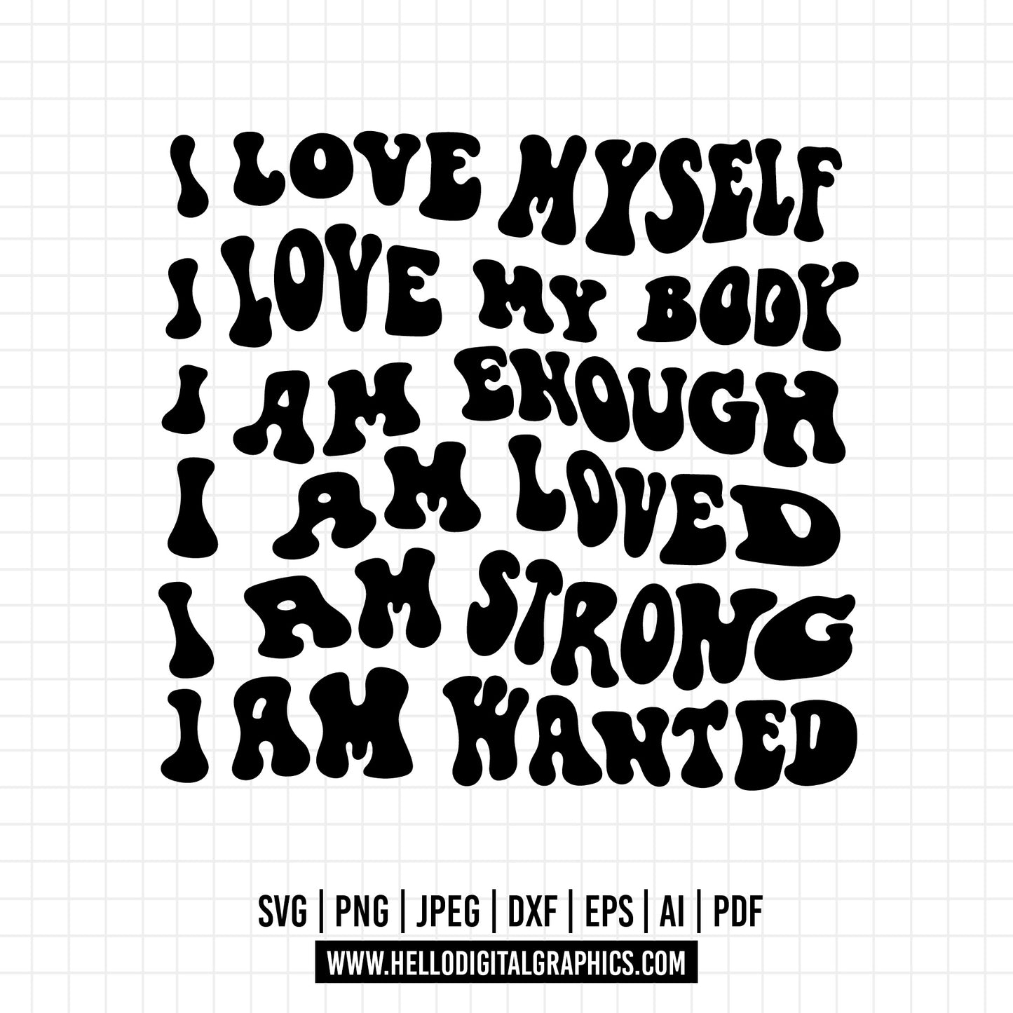 COD1193 I love myself svg, body svg, I am enough svg, cricut, silhouette