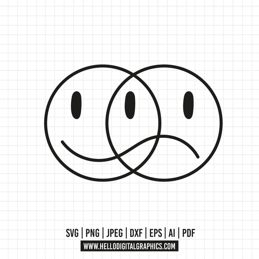 COD1199 Smiley Face svg, Svg Files for Cricut & Silhouette, Black Svg, Groovy Svg, Happy Face Svg, Emoji Svg Png