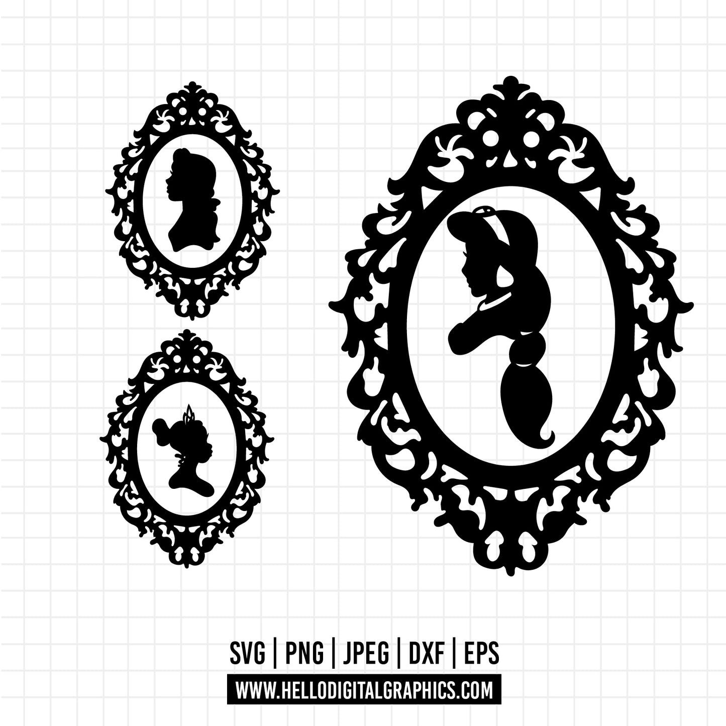 COD1206 Princess silhouette svg bundle, Snow White SVG, Princess SVG, princess svg Files for Cricut Silhouette/Tumbler svg