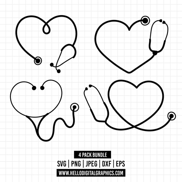COD1219 - Stethoscope SVG, Nurse SVG, Heart Stethoscope clipart, Heart ...