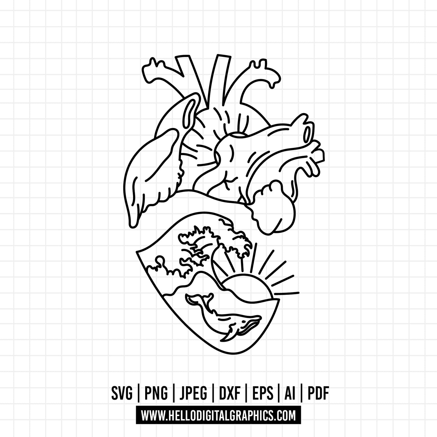 COD1236- Doodle Heart svg, Self Love Svg, Heart svg, Hand-drawn svg, Cricut, Silhouette