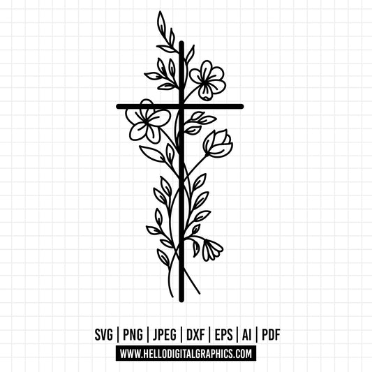 COD1254 Cross SVG, Religious SVG, Rosary Digital Cutting Files SVG, Cricut file, Silhouette, Vector