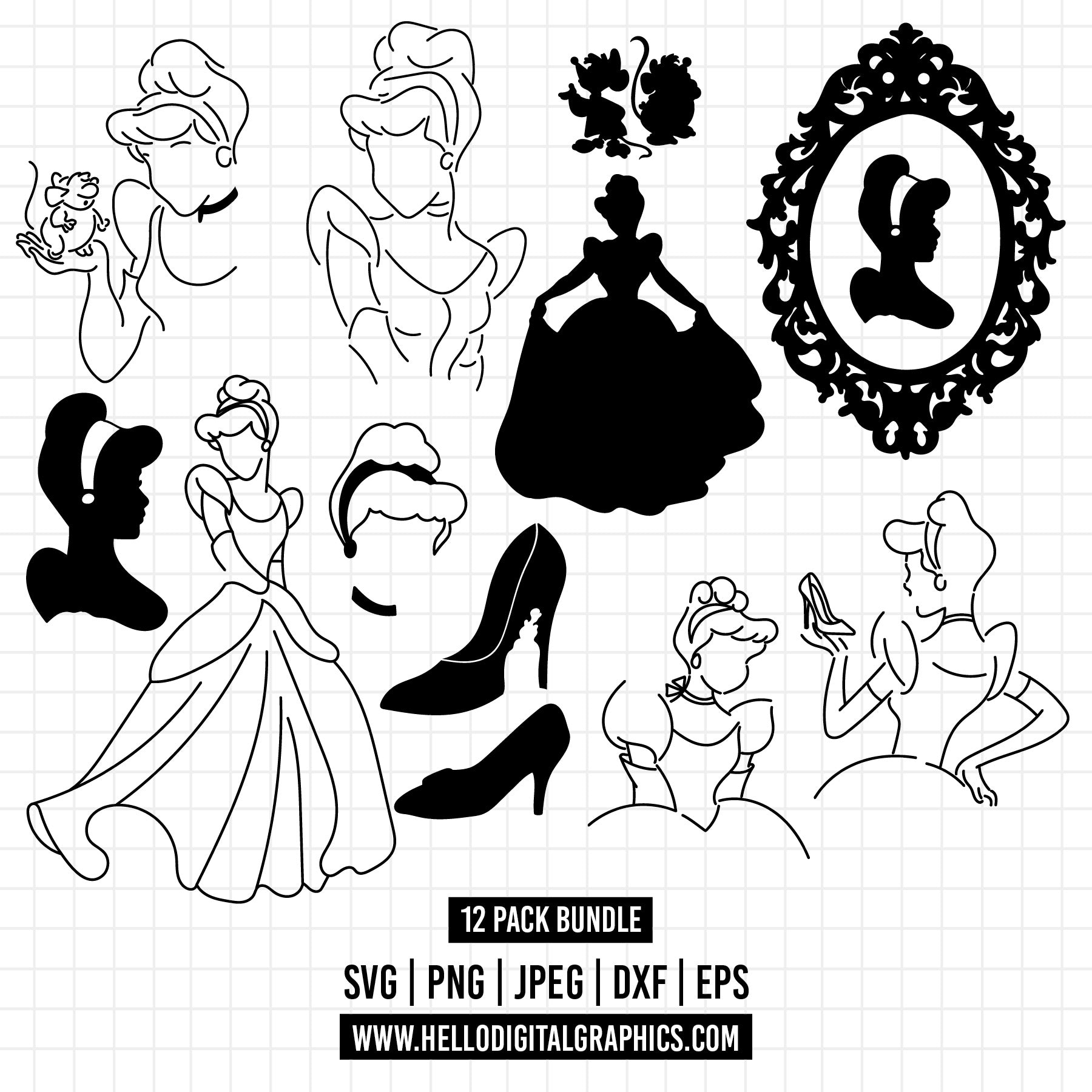 COD1272 - Cinderella svg, Princess svg, Princess for Cricut Silhouette ...