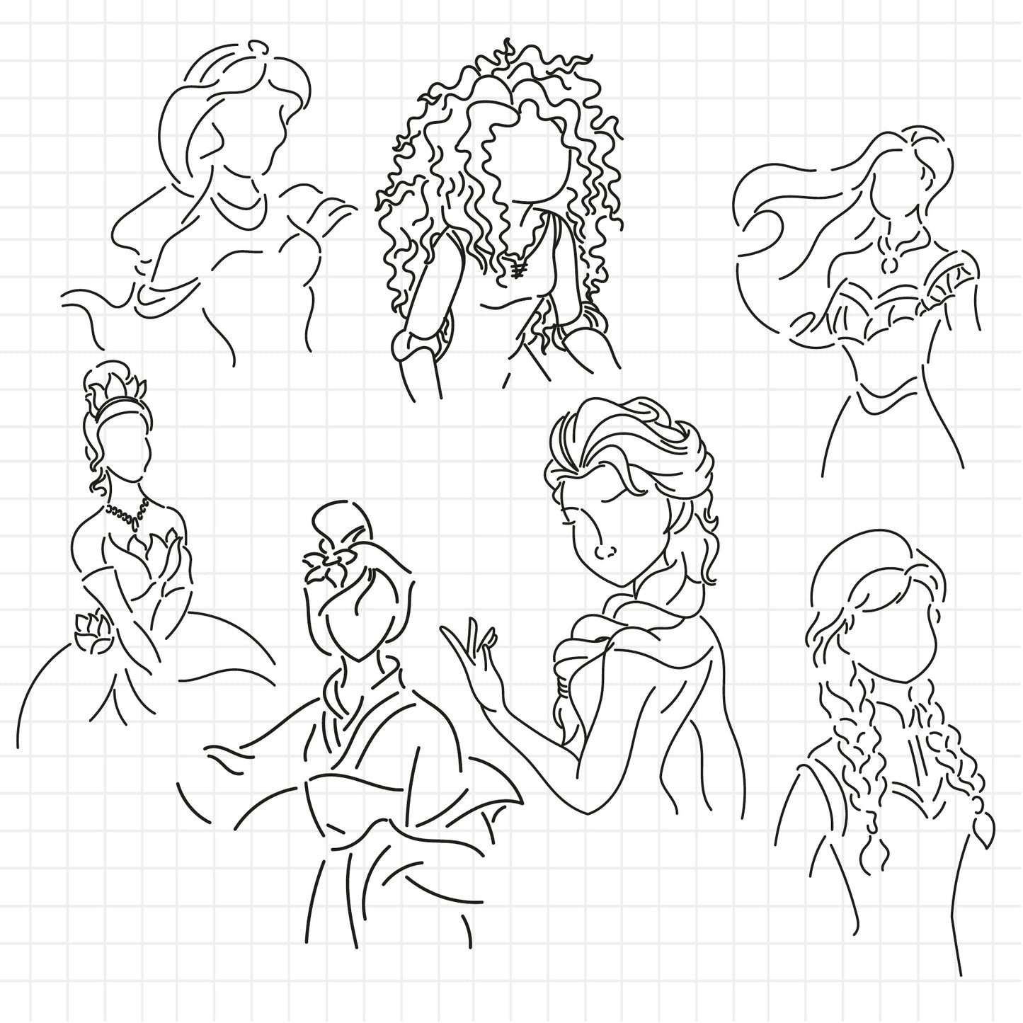 COD1275 Princess silhouette svg bundle, Snow White SVG, Princess SVG, princess svg Files for Cricut Silhouette/Tumbler svg