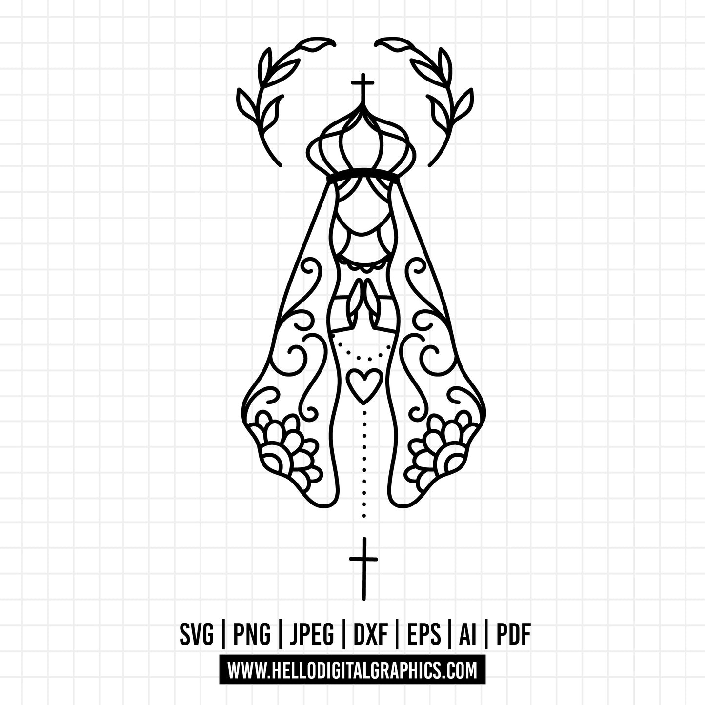 COD1286 Rosary Catholic SVG, Religious SVG, Rosary Digital Cutting Files SVG, Cricut file, Cross svg, Silhouette, Vector