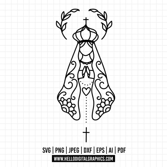 COD1286 Rosary Catholic SVG, Religious SVG, Rosary Digital Cutting Files SVG, Cricut file, Cross svg, Silhouette, Vector