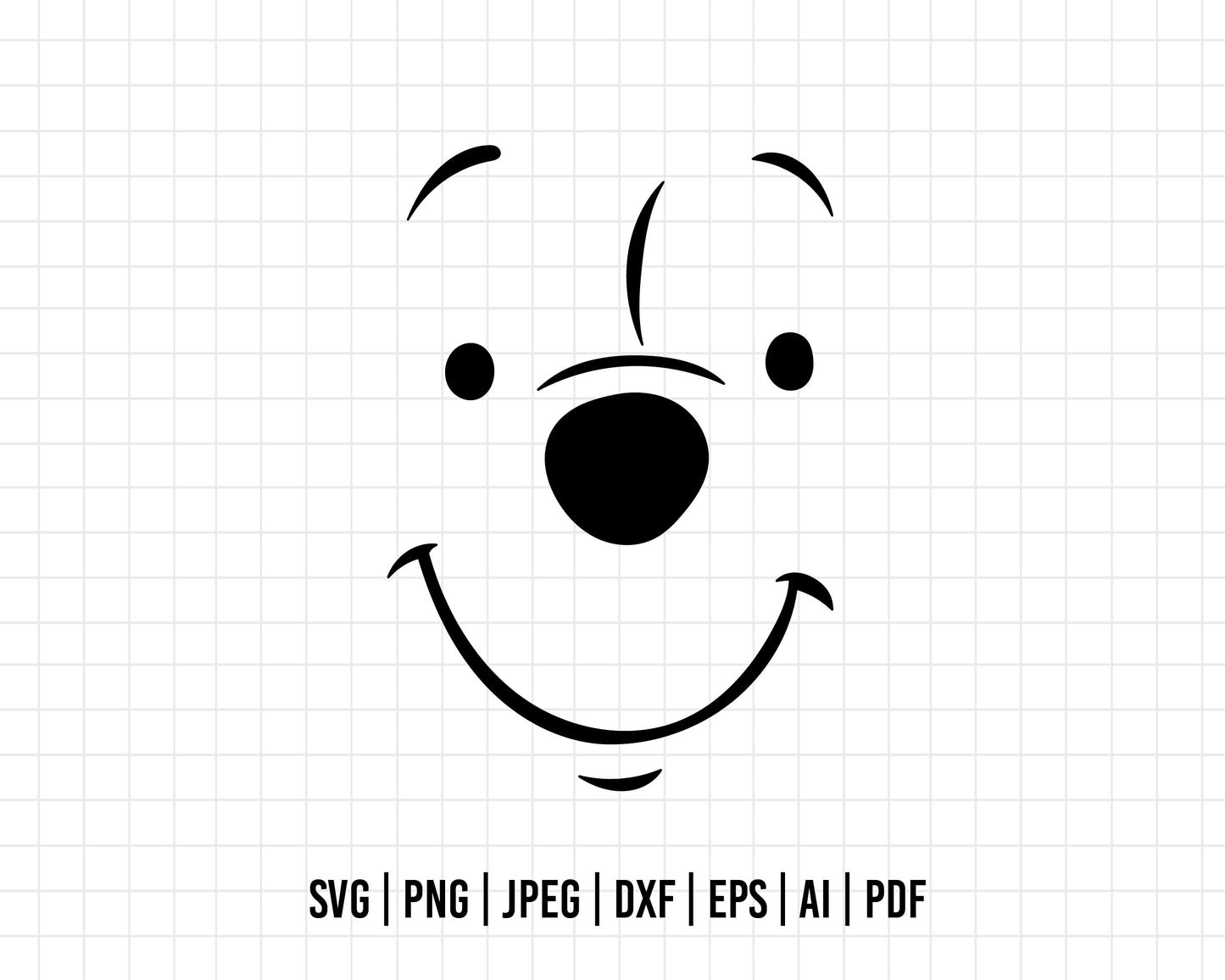 COD13-Winnie the pooh svg, winnie the pooh face svg, outline, disney svg, Pooh face svg, bear Png