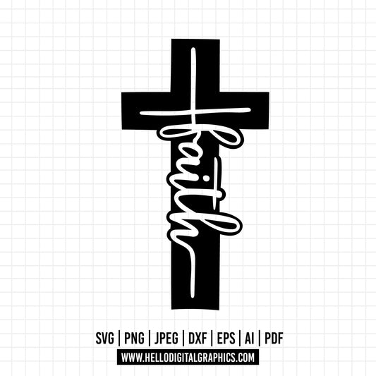 COD1302- Faith svg, Cross SVG, Religious SVG, Rosary Digital Cutting Files SVG, Cricut file, Silhouette, Vector