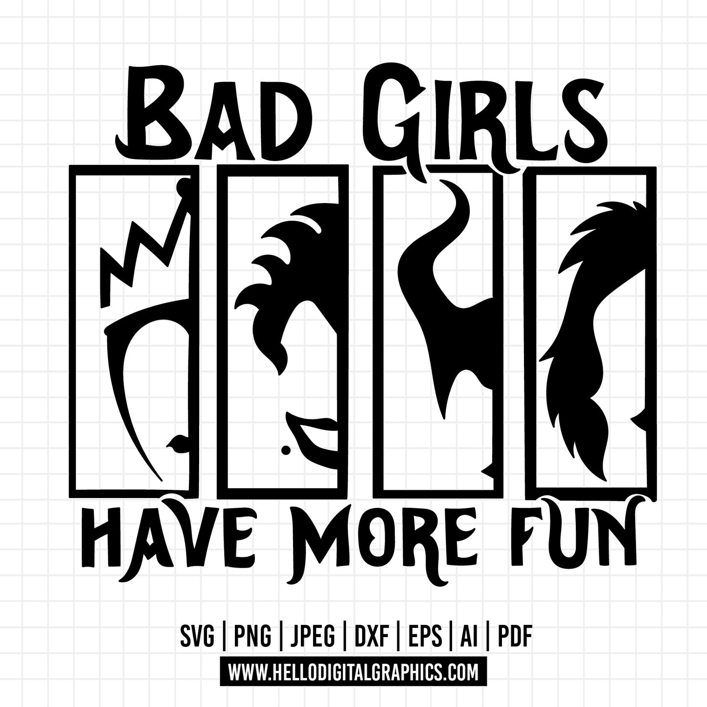 COD1304- Bad girls have more fun svg, Villains svg, Maleficent Cruella Ursula Evil Queen , disneyland ears , disney svg