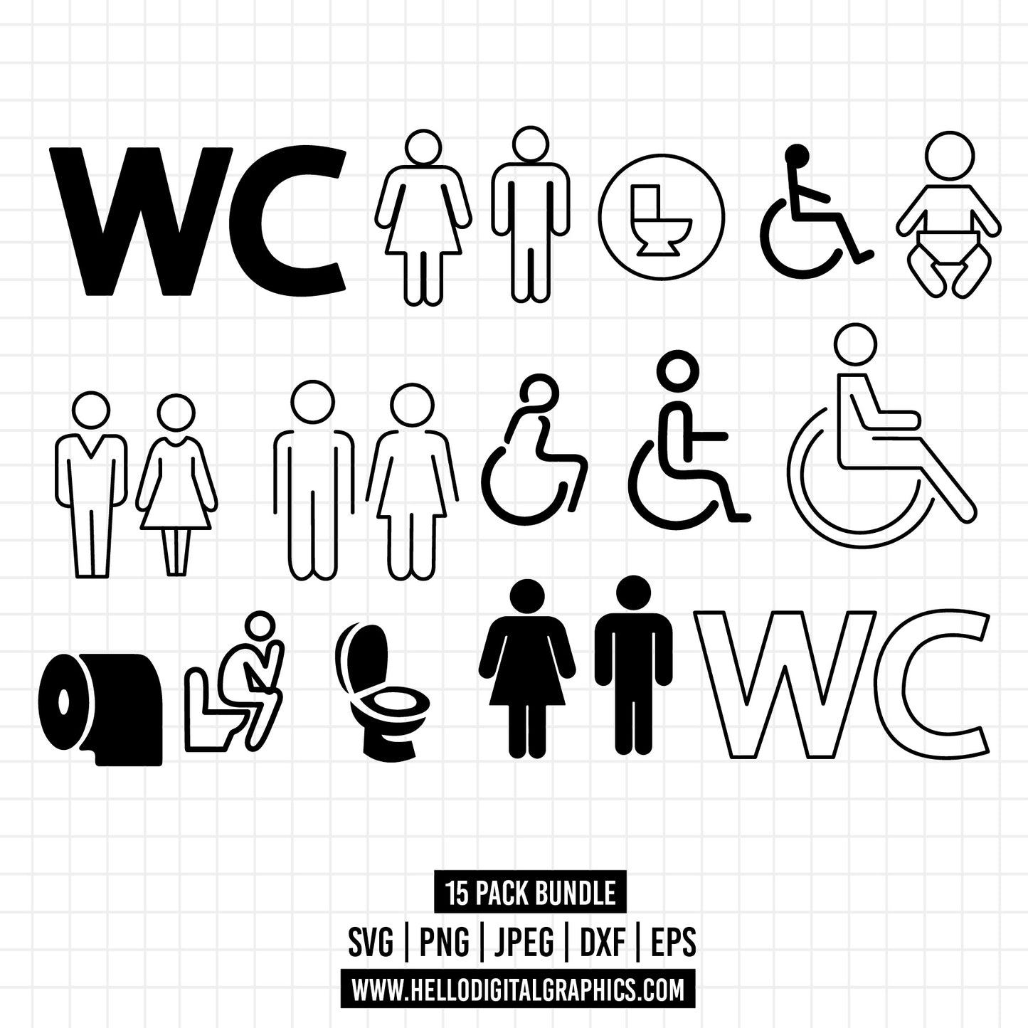 COD1355 - Bathroom Svg, Restroom Symbol svg, restroom sign svg, toilet svg, restroom icon svg, Minimal Outline Bathroom Sign svg