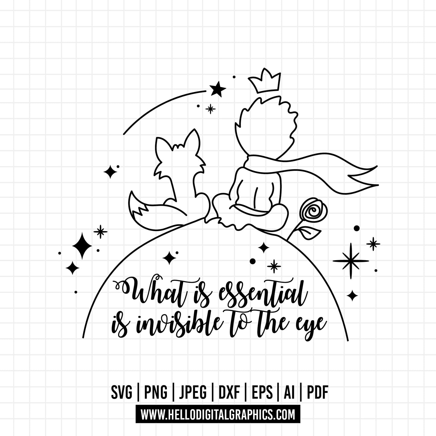 COD1368 - The Little Prince and the fox SVG, The Little Prince Svg, The Little Prince Clipart, Le Petit Prince Art