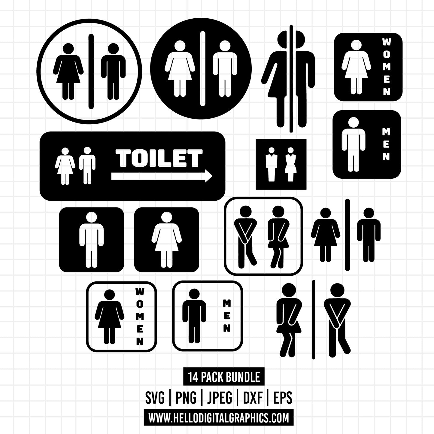COD1369 - Bathroom Svg, Restroom Symbol svg, restroom sign svg, toilet svg, restroom icon svg, Minimal Outline Bathroom Sign svg