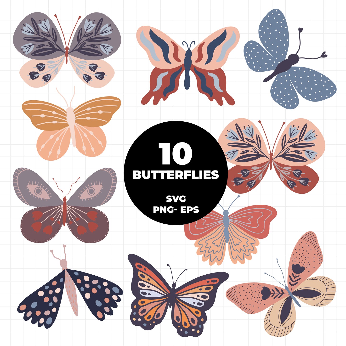 COD1380 - Butterflies cliparts, butterfly clipart set svg, tatto cliparts, butterfly svg, Digital Stamp, Commercial use