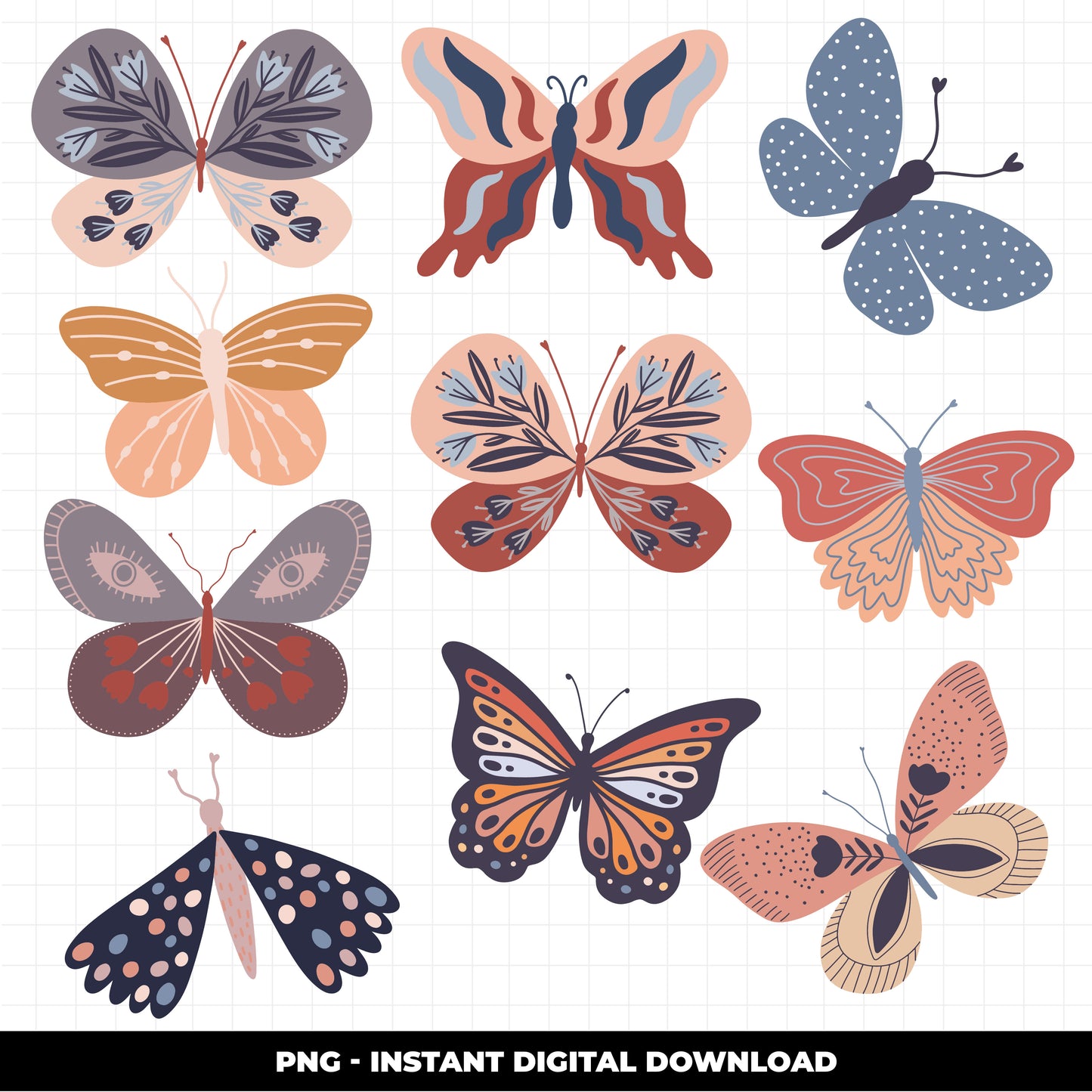 COD1380 - Butterflies cliparts, butterfly clipart set svg, tatto cliparts, butterfly svg, Digital Stamp, Commercial use