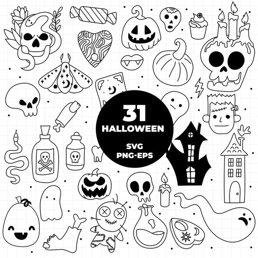 COD1384 - Halloween Doodles clipart #4/Pumpkin Clipart /halloween Clipart/scrapbook cliparts/Instant Download/Commercial use/Erin Condren