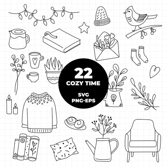 COD1398 - Autumn svg, fall clipart, Leaves clipart, Plants svg, fall svg, cozy doodle svg