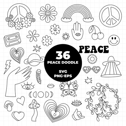 COD1400 - Retro Clipart, Boho Hippie Clipart Clipart, Groovy cliparts, scrapbook cliparts, Retro svg, hippie svg