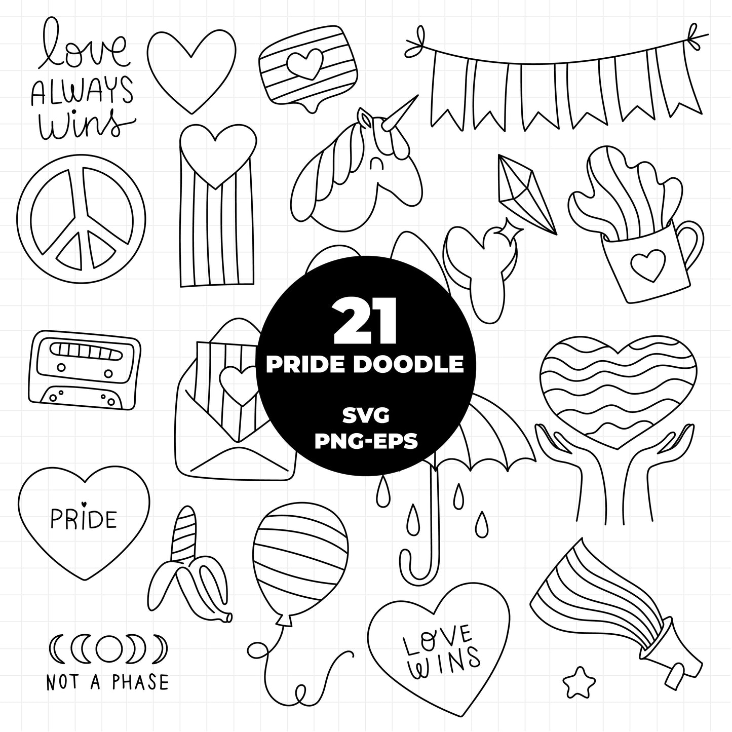 COD1401 - Doodle clipart, Pride Clipart, love is love Clipart, LGBT printable, pride svg, lgbt svg