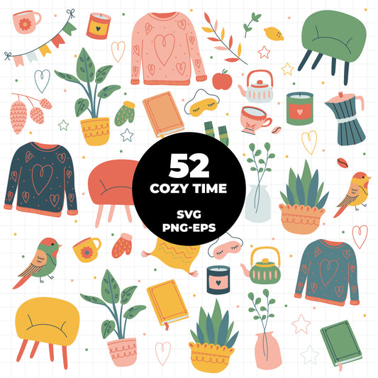 COD1409 - Autumn svg, fall clipart, Leaves clipart, Plants svg, fall svg, cozy doodle svg