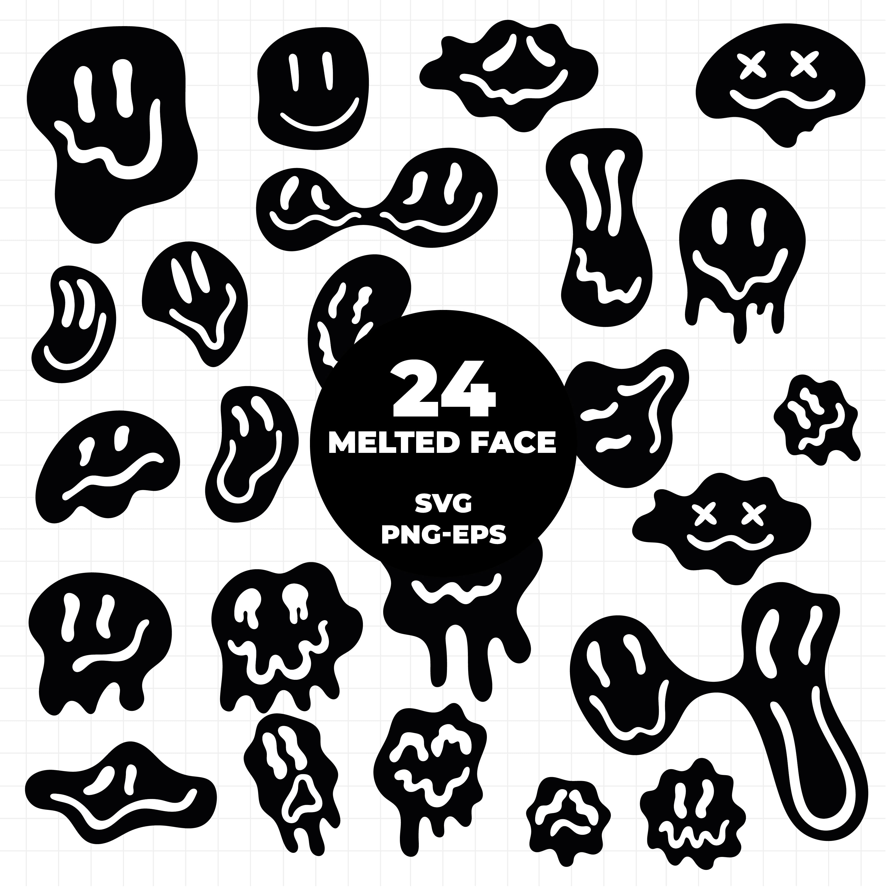 COD1415 - Melted Face cliparts /Melt Smiley Face/ Happy Face Drip Dood ...