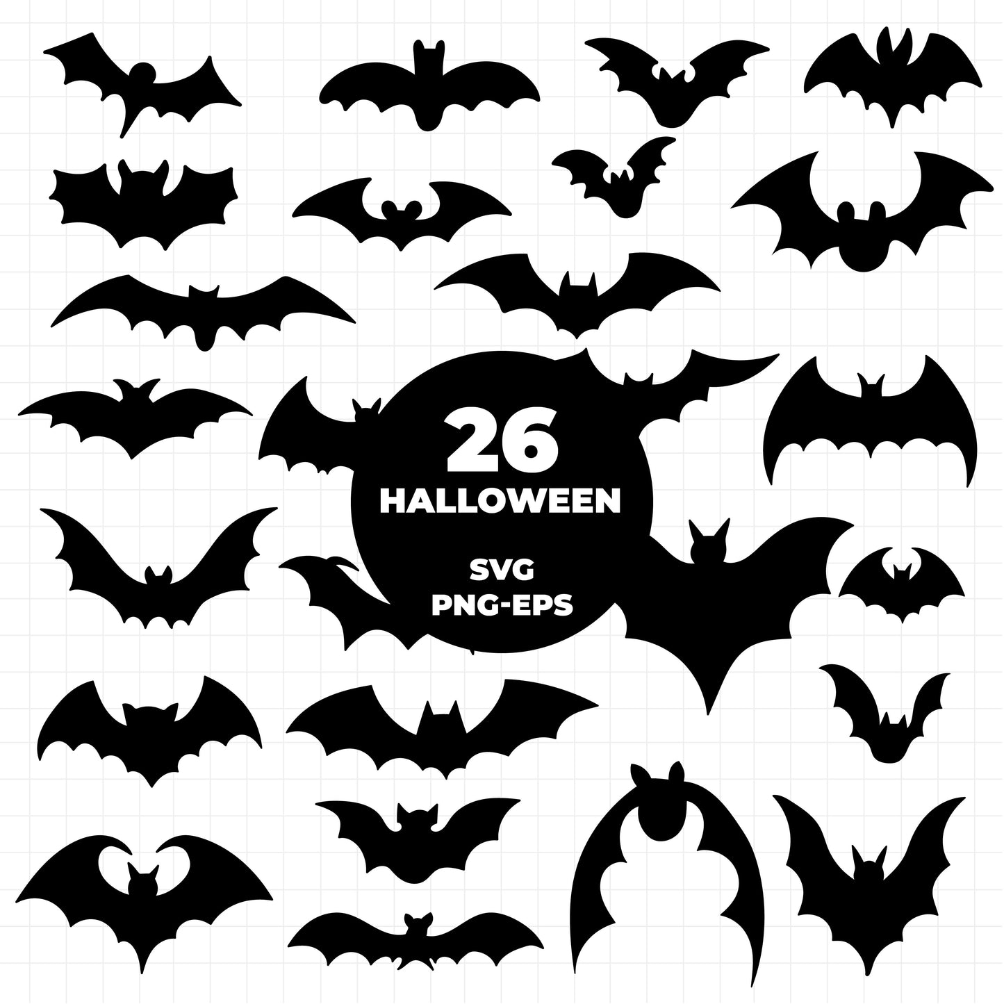 COD1423 -Bats Set for printing and cutting projects/EPS /Halloween Doodles clipart/scrapbook cliparts