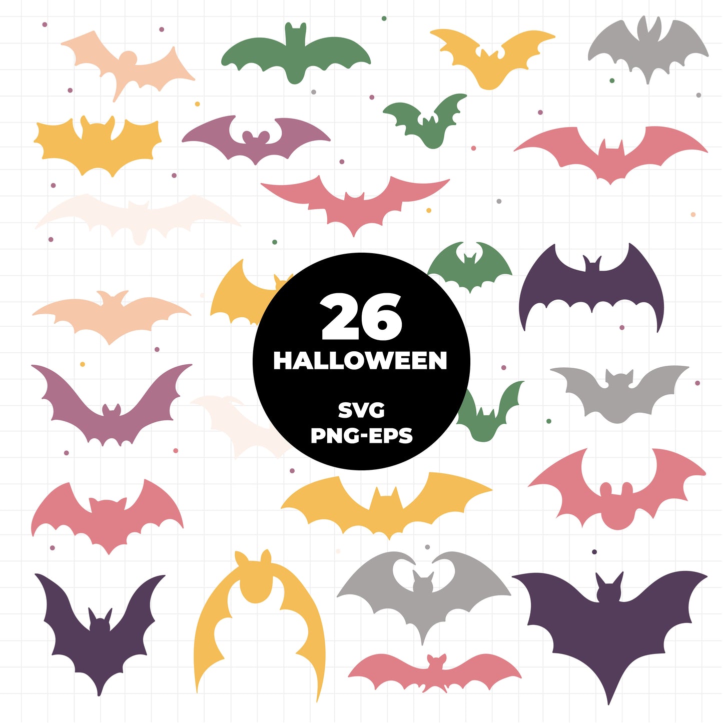 COD1425 -Bats Set for printing and cutting projects/EPS /Halloween Doodles clipart/scrapbook cliparts