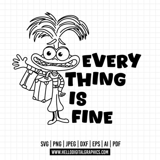 COD1460 - Everything is fine svg, Anxiety Inside Out 2 svg, Inside Out 2 Clipart PNG