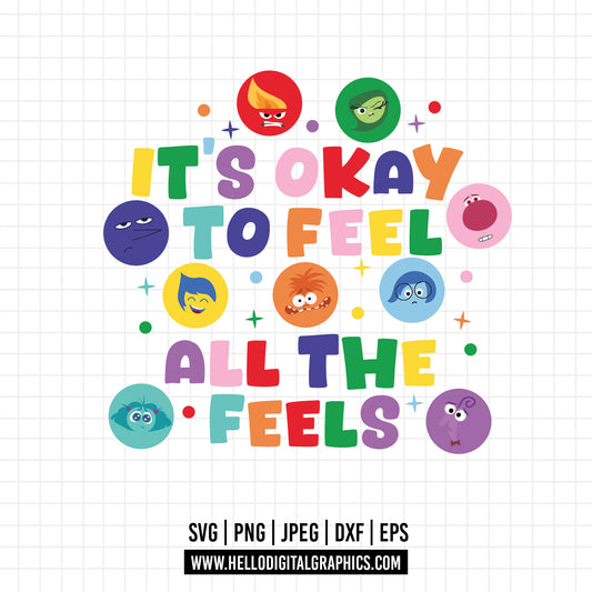 COD1469 - It's okay to feel all the feels svg, Anxiety Inside Out 2 svg, Inside Out 2 Clipart PNG