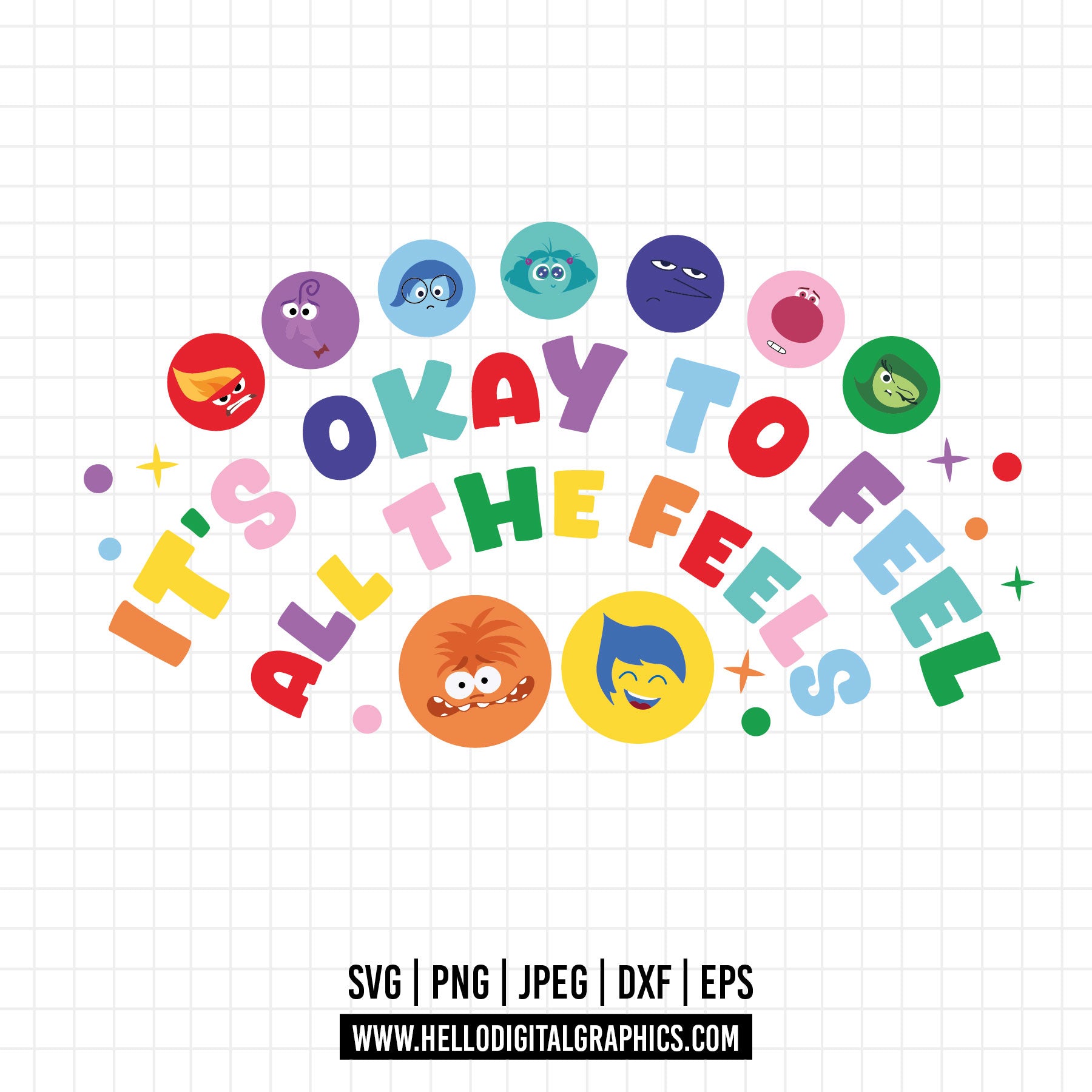 Feel Ok COD1470 - It's okay to feel all the feels svg, Anxiety Inside Out 2 sv ...