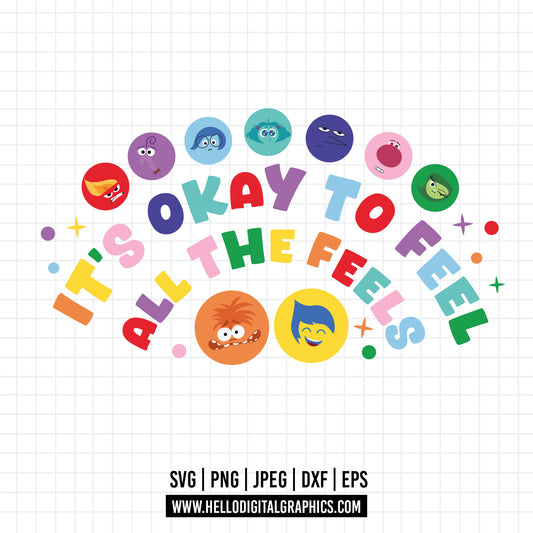 COD1470 - It's okay to feel all the feels svg, Anxiety Inside Out 2 svg, Inside Out 2 Clipart PNG
