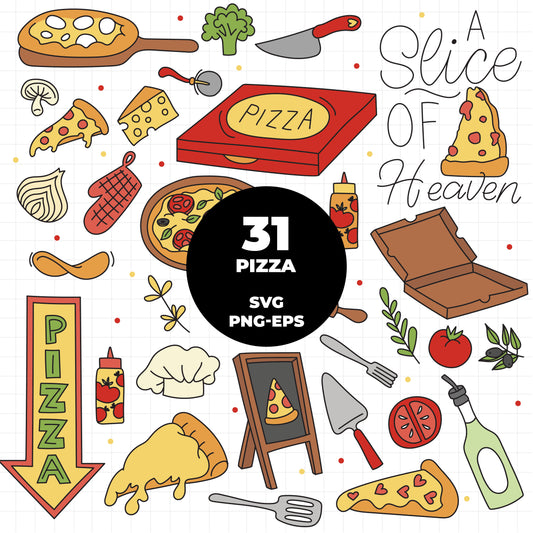 COD1482 - Pizza svg, SVG doodle vector icons, Ristorante Pizzeria Doodle Icons Clipart. Italy Illustration hand Drawin Line