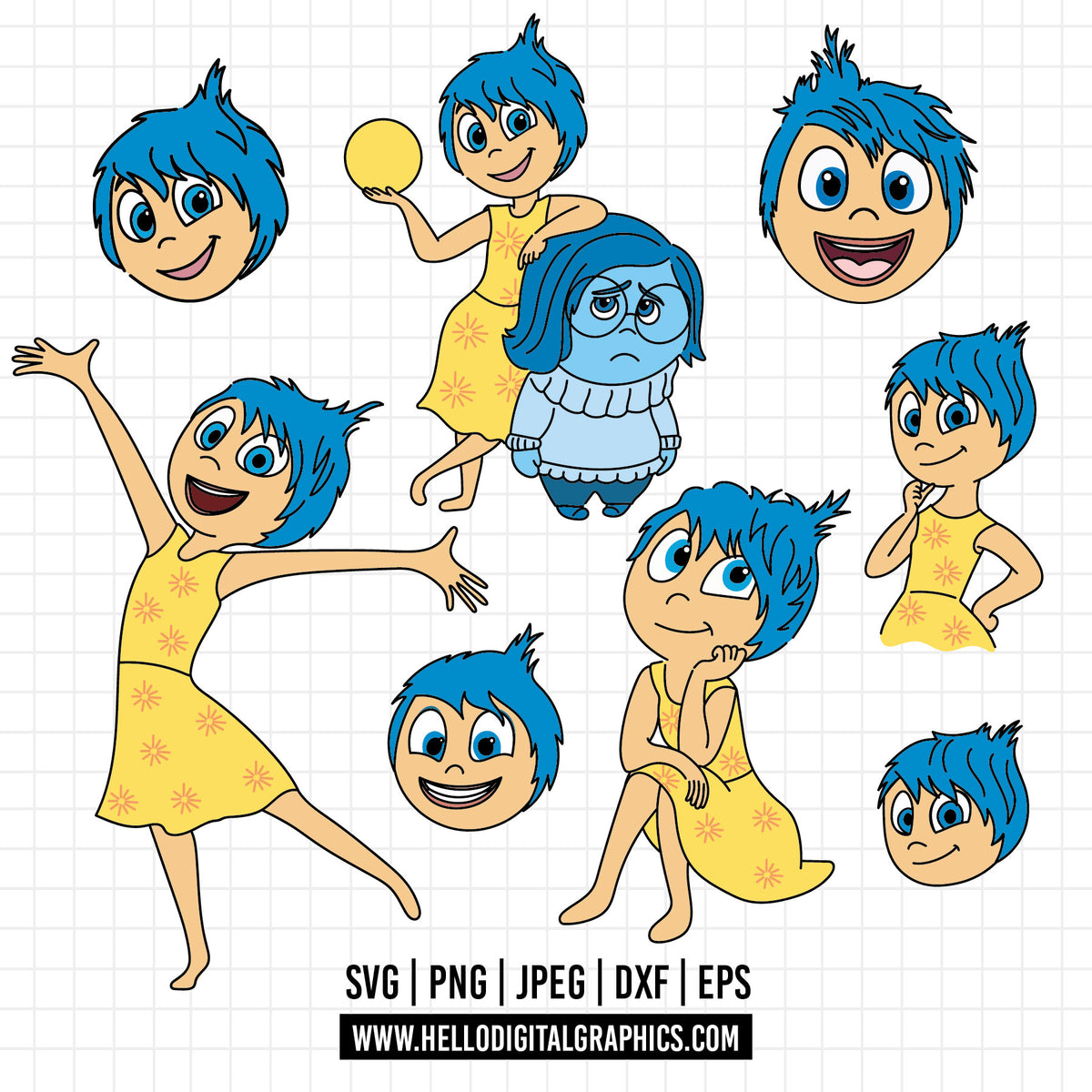 COD1484 - Joy SVG, EPS, PNG - Inside Out 2 new Characters Clipart Vect ...