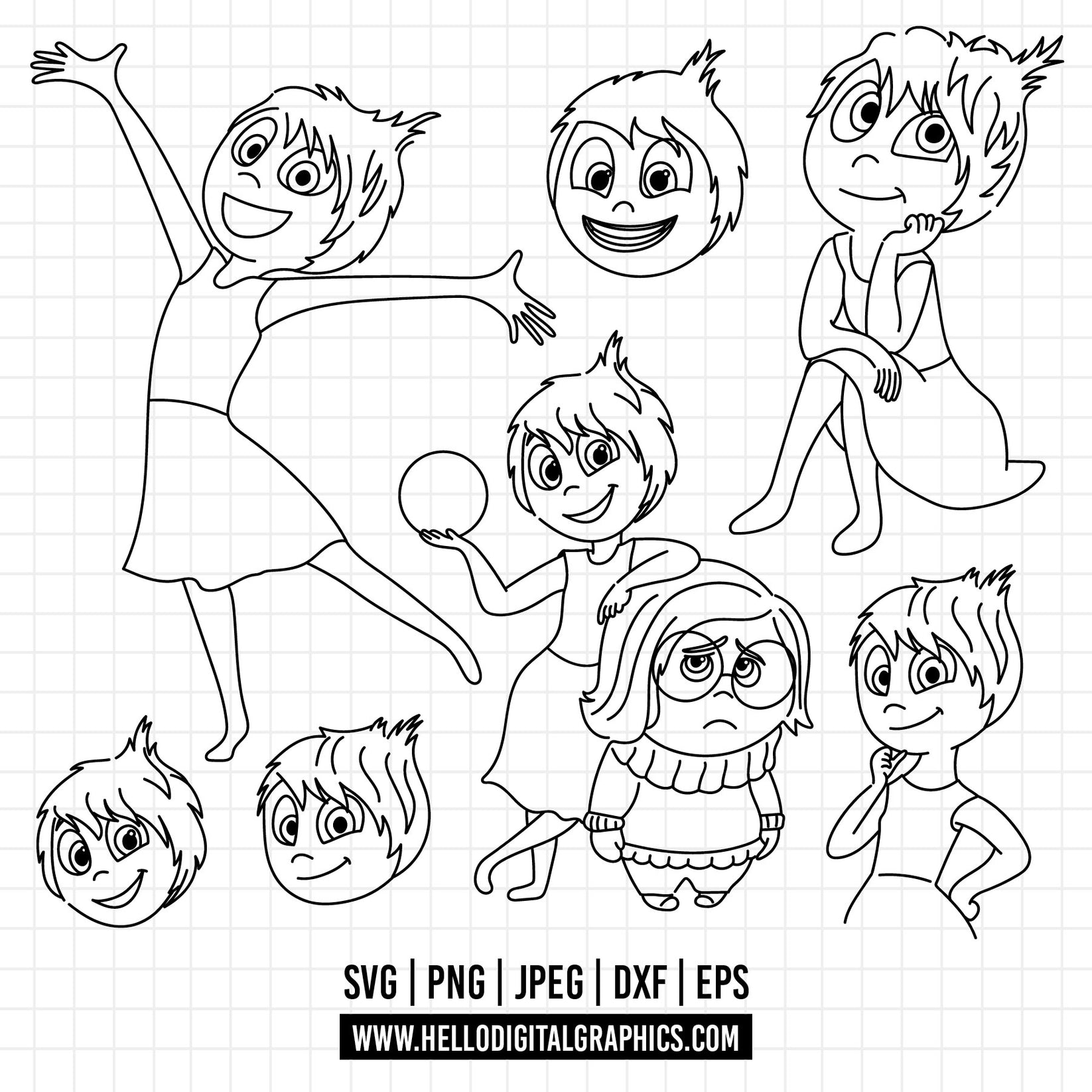 COD1485 - Joy SVG, EPS, PNG - Inside Out 2 new Characters Clipart Vect ...